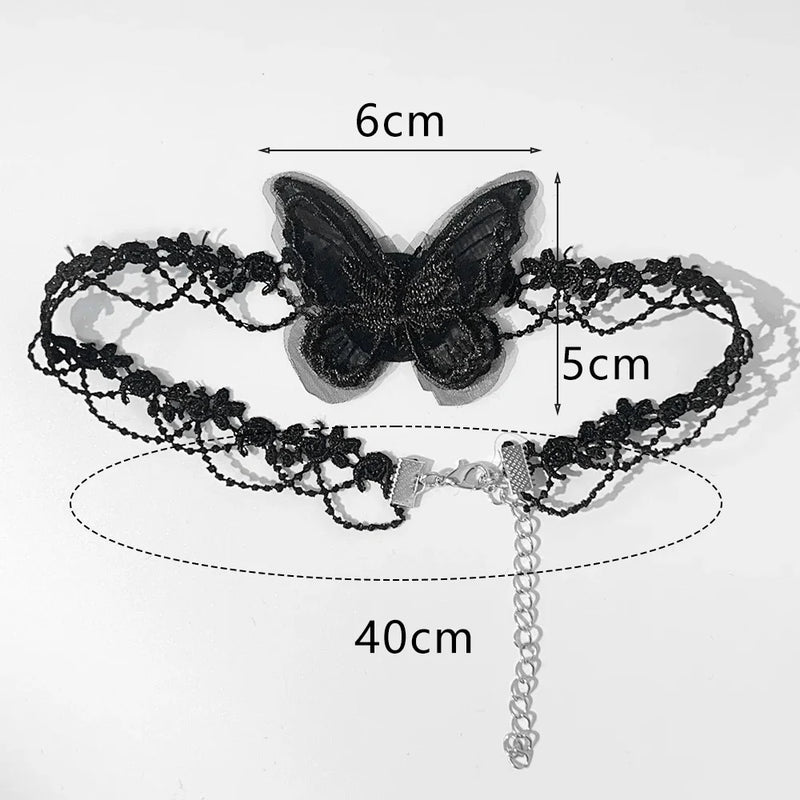 Elegant Butterfly Embroidered Necklace Short Choker