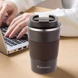 Coffee Thermos Mug 380ml Stainless Steel Leak-Proof Lid Non-Slip Car Vacuum Flask Cold Drink Travel Thermal Cup Hot Water Bottle