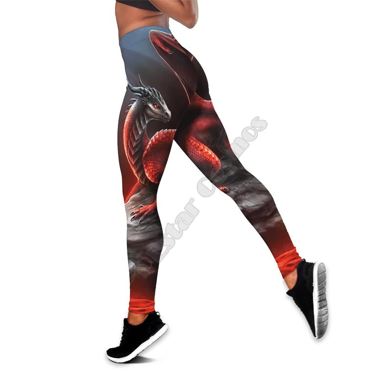 Gothic Dragon 3D Printed Tank Top+Legging Yoga Set