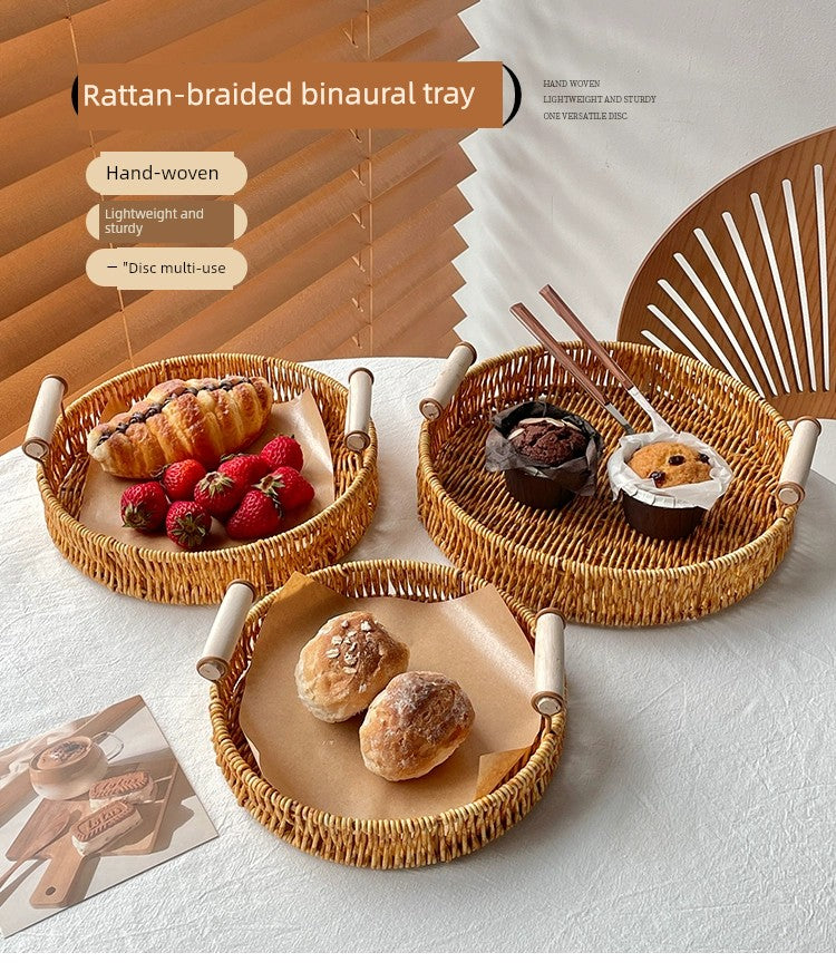 Afternoon Tea Dessert Cake Rattan Basket Fruit Plate