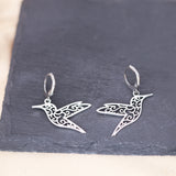 Hummingbird Drop Earrings for Women - Flying Bird Stainless Steel Earrings