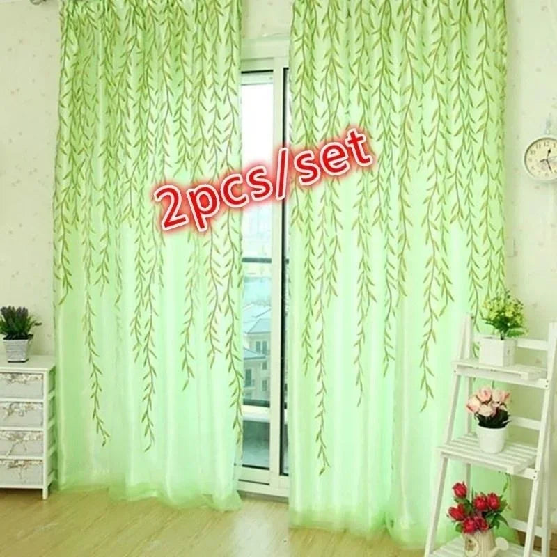 1 Pair Cute Willow Leaf Curtains