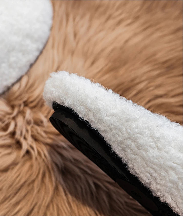 Round Toe Faux Fur Lambswool Slippers