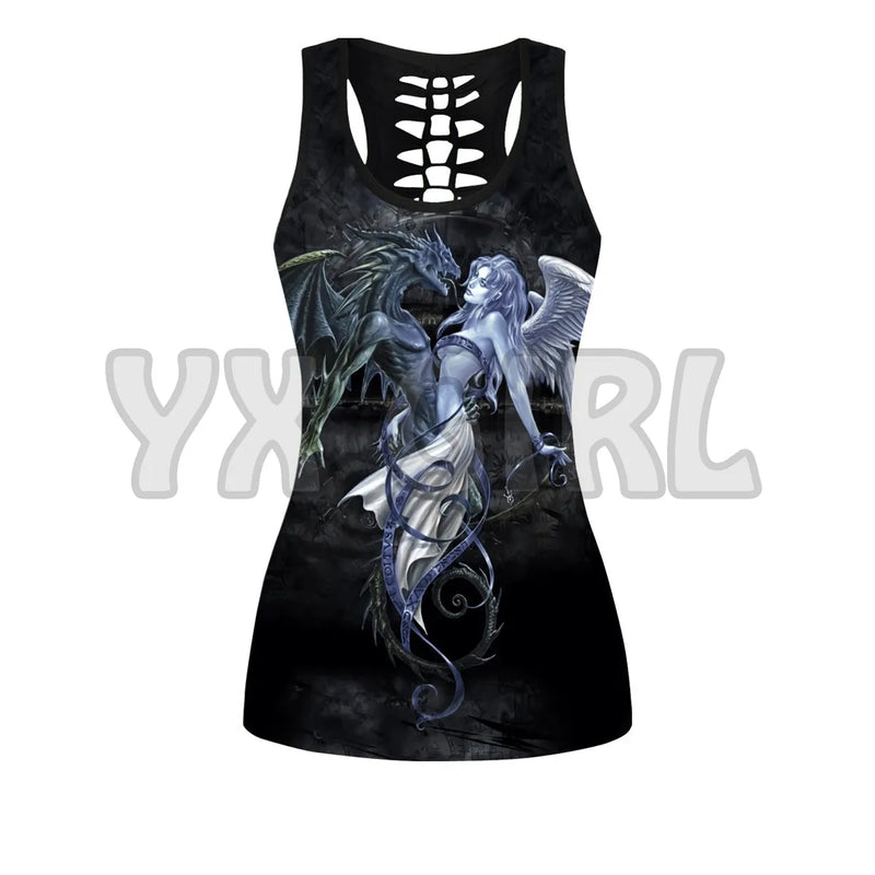 Ice And Fire Dragon Tank Top+Legging Combo