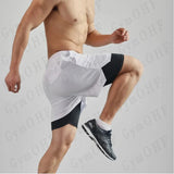 Men's Fitness Training T-shirt Sports 2-in-1 Double Layer Shorts Set