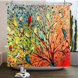 Chinese Style Flower and Birds Tree Shower Curtain