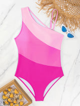 Pink One Shoulder One Piece Swimwear