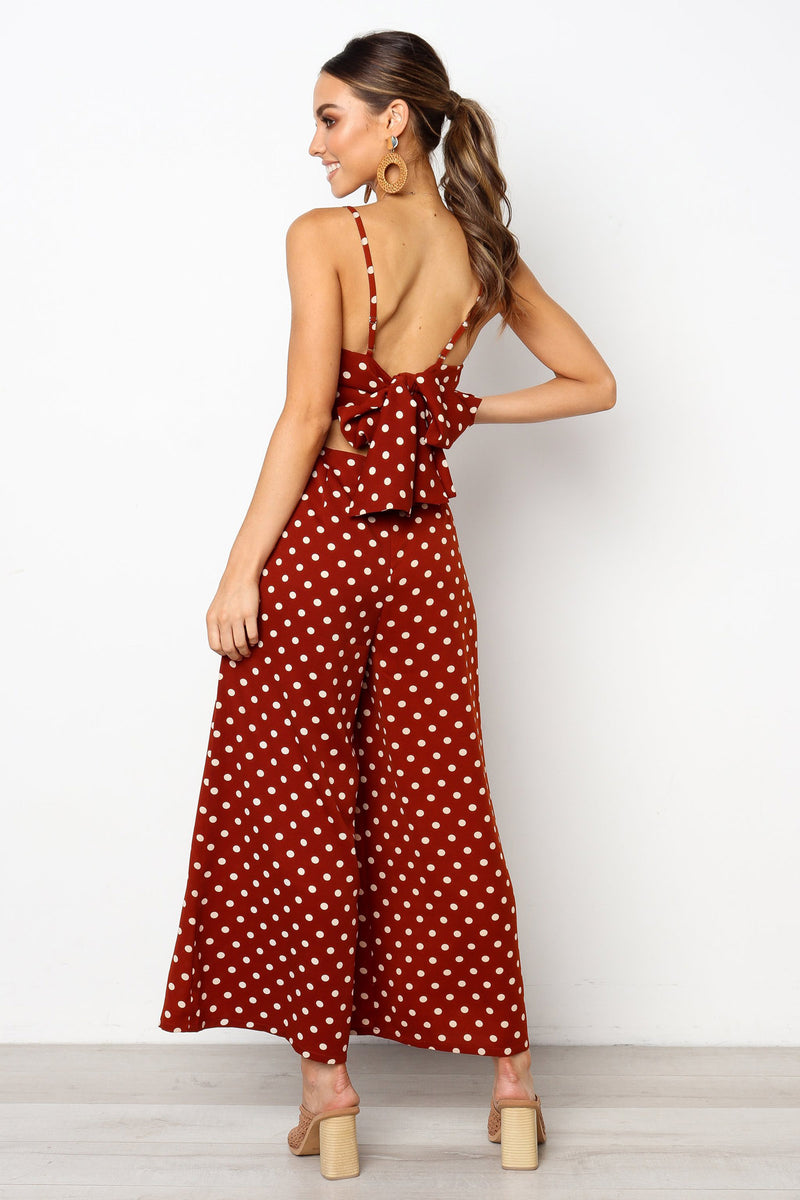 Polka Dot Wide Leg Romper