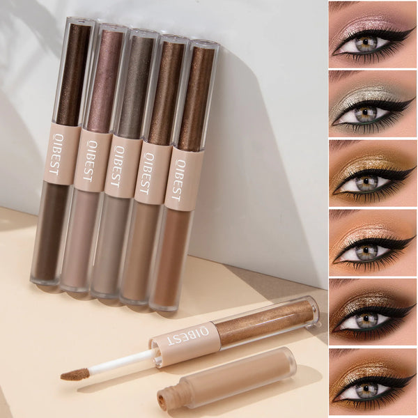 2 in 1 Pearly Matte Eyeshadow: Creamy Smooth Nude Eye Makeup & Liquid Contour Shadow Stick