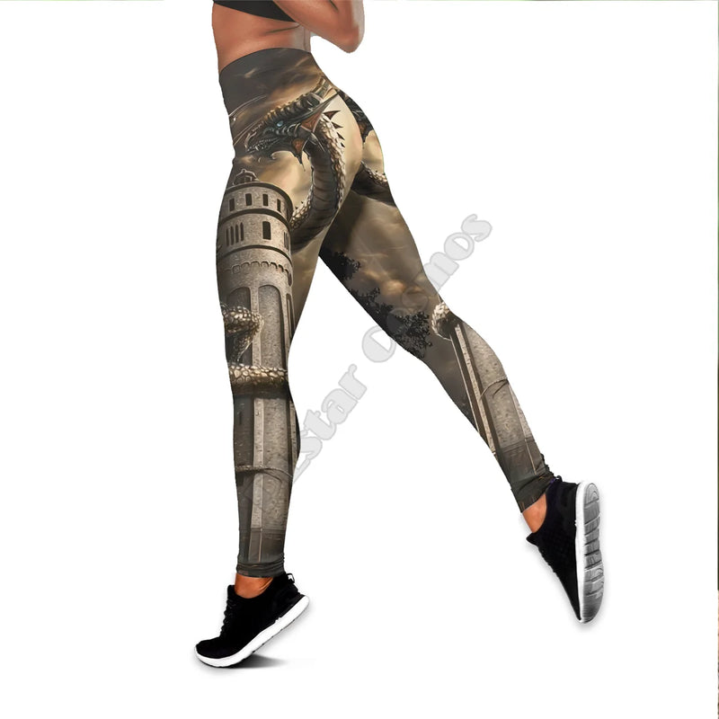 Gothic Dragon 3D Printed Tank Top+Legging Yoga Set