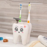 Cute Storage Holder Toothbrush Rack – Cartoon Tooth Shaped Bathroom Organizer