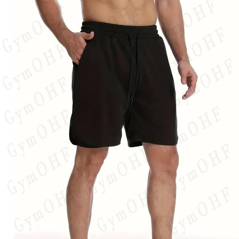 Men's Fitness Training T-shirt Sports 2-in-1 Double Layer Shorts Set