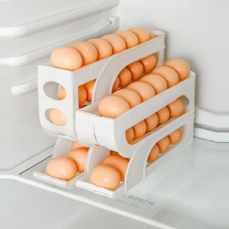 4-Tier Automatic Rolling Egg Holder for Fridge