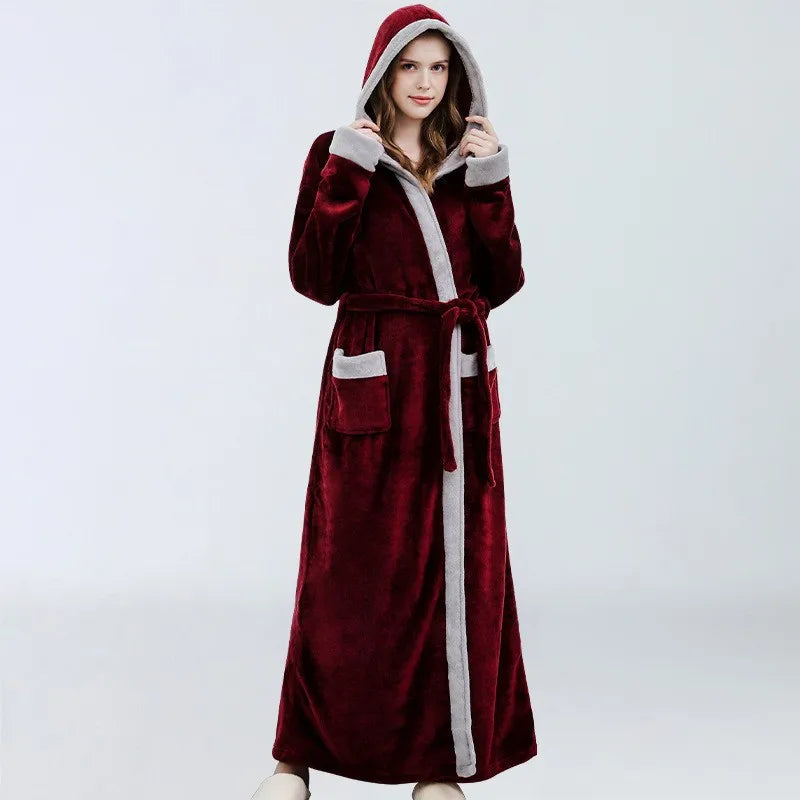 Ladies Flannel Long Thick Nightgown Robe 