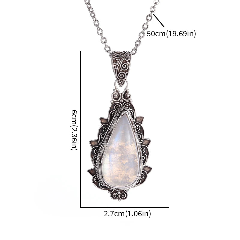 Exquisite Drop Shape Moonstone Necklace Pendant