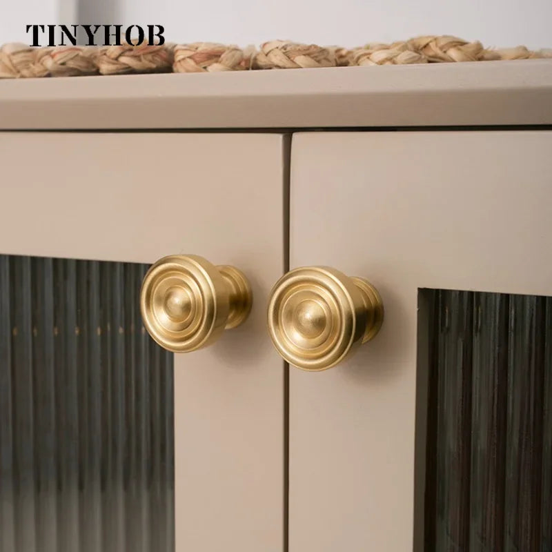 Vertical Solid Brass Gold Drawer Knobs T-Bar Handle