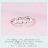 925 Sterling Silver Hand Heart Opening Ring