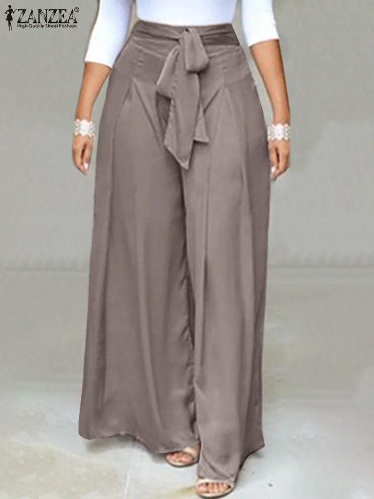 Elegant High Waist Solid Work Trousers