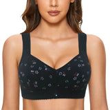 Lace Front Button Floral Printed Shaping Cup Underwire Bra