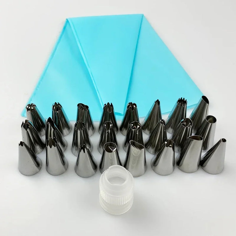 26Pcs/Set Silicone Pastry Bag and Decorating Tip Set