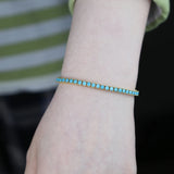 Turquoises Classic 3mm Blue Stone Tennis Charm Bangle