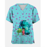 Disney's Monster Power Company Print Medical Scrub Top