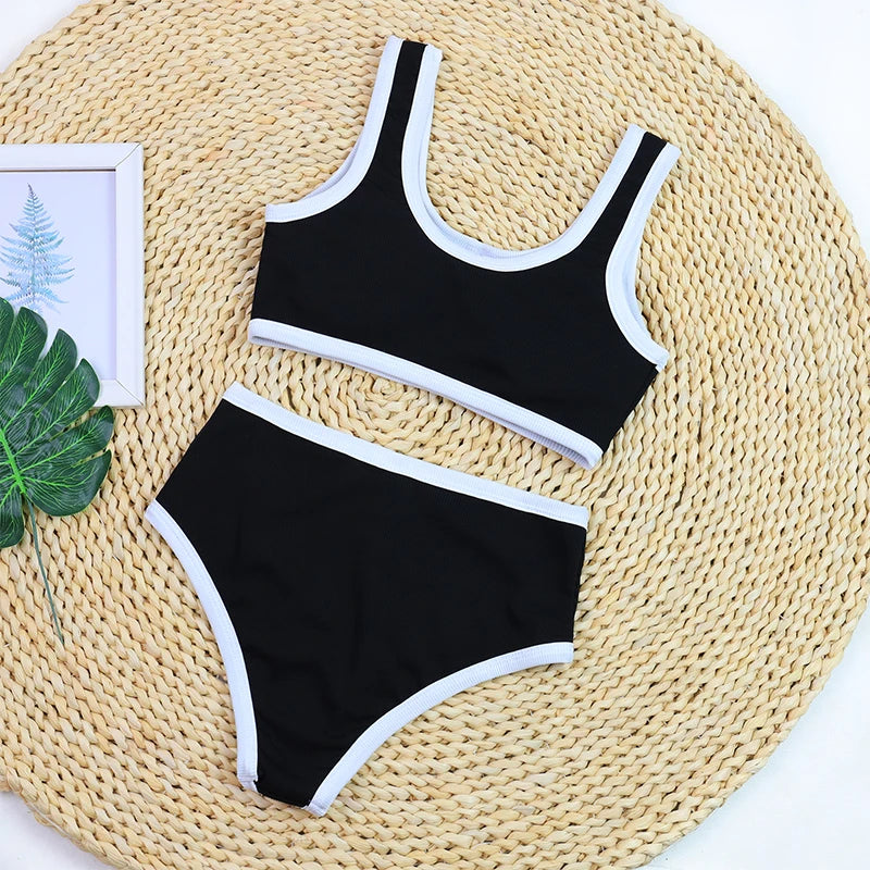 Ribbed Two-piece Bathing Suits - Summer Bikini Set