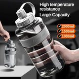 2 Liter Water Bottle with Straw – Large Capacity Portable Sports Fitness Bottle with Time Scale