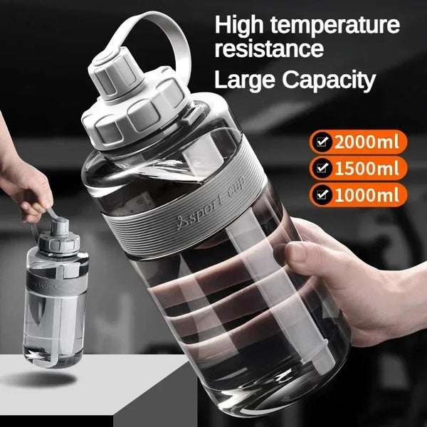 2 Liter Water Bottle with Straw – Large Capacity Portable Sports Fitness Bottle with Time Scale