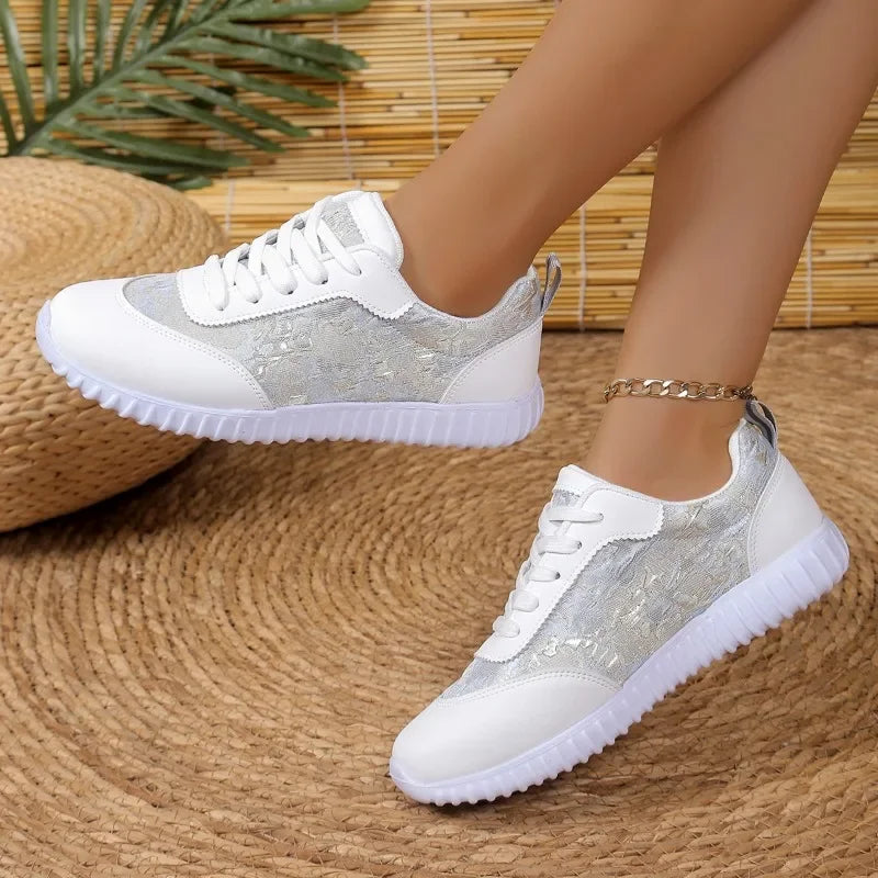 Breathable Round Toe Lace Up Women's Casual Shoes