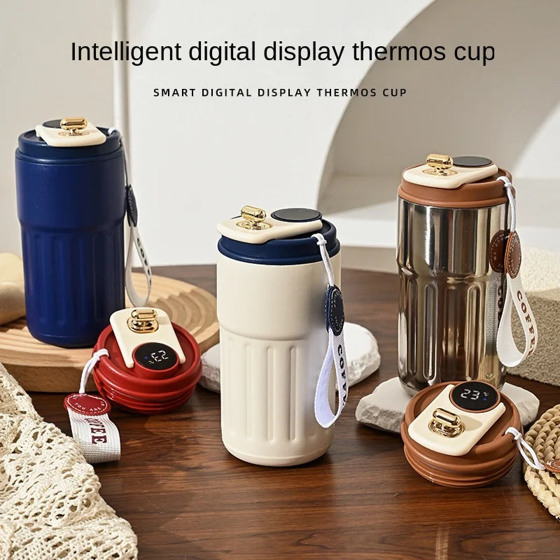 450ml Thermos Bottle with Intelligent Temperature Display - Stainless Steel Thermal Cup