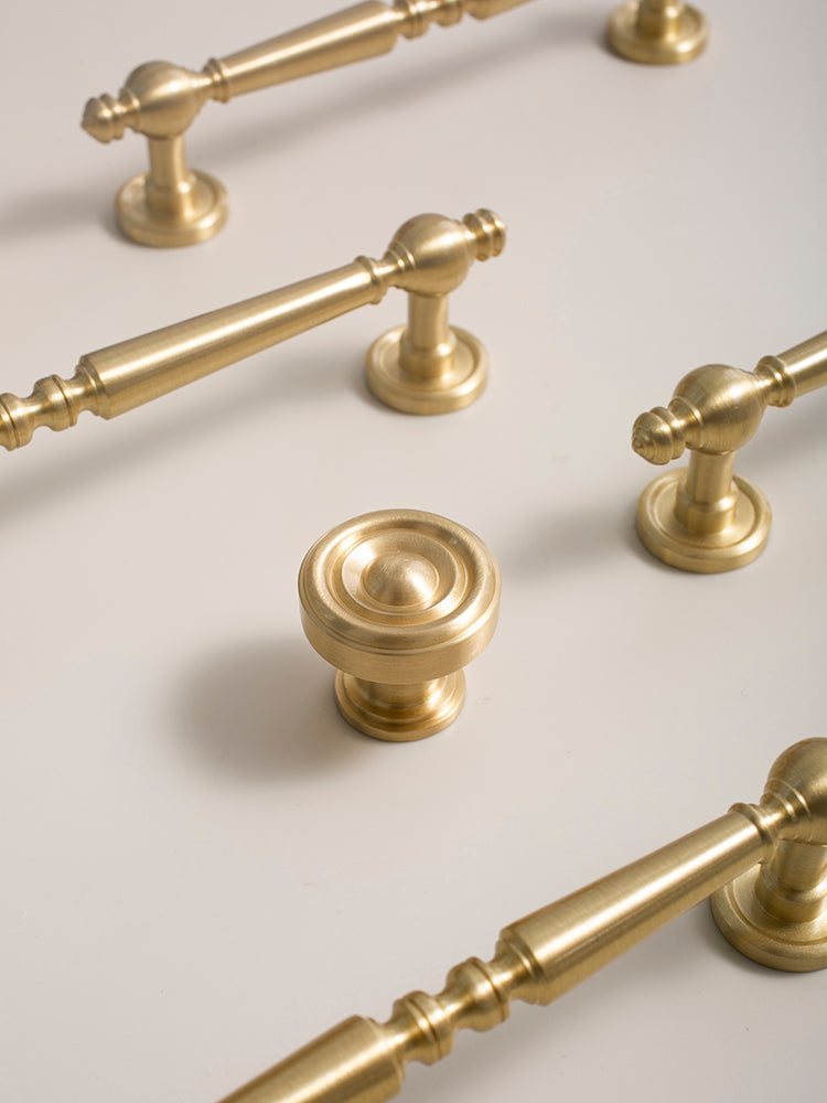 Vertical Solid Brass Gold Drawer Knobs T-Bar Handle