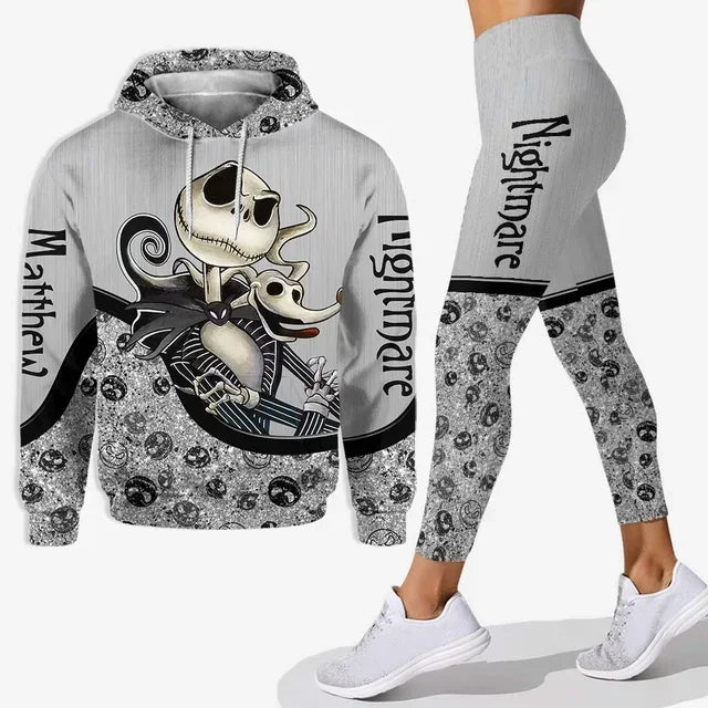 Nightmare Jack Skellington Hoodie and Leggings Yoga Pants Set