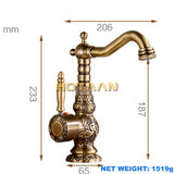 Luxury Antique Bronze Copper Carving Deck Mounted Faucet