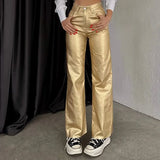 Metallic Color Women's Straight Leg Pants