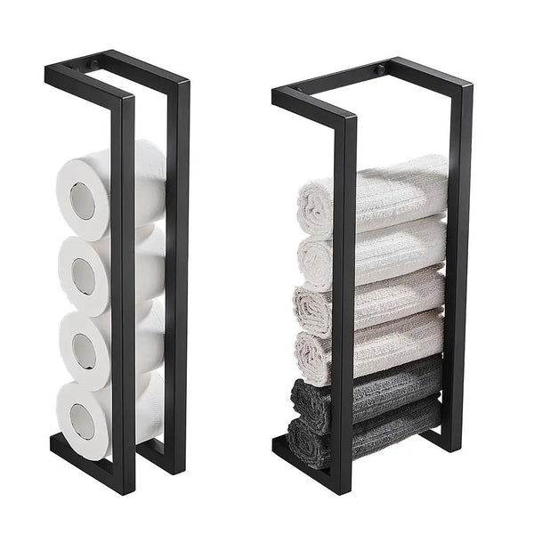 Black Towel Rack Holder - Stainless Steel