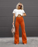 Fashionable Retro Corduroy Slightly Flared Pants