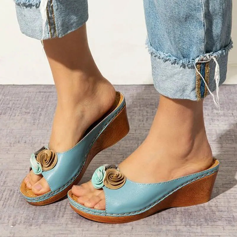 Flower Sandals Wedge Heels Summer Shoes for Women