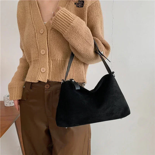 Suede Zipper Shoulder Bag