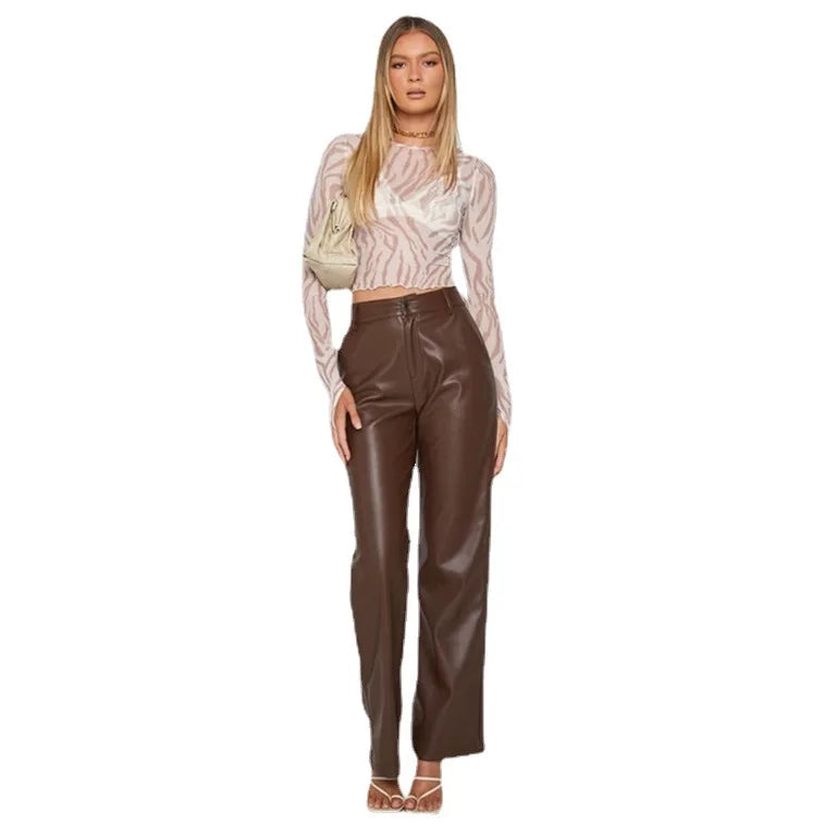 Women's Leather Pants – Slim Zipper Classic Leather Trousers