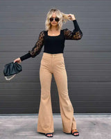 Fashionable Retro Corduroy Slightly Flared Pants