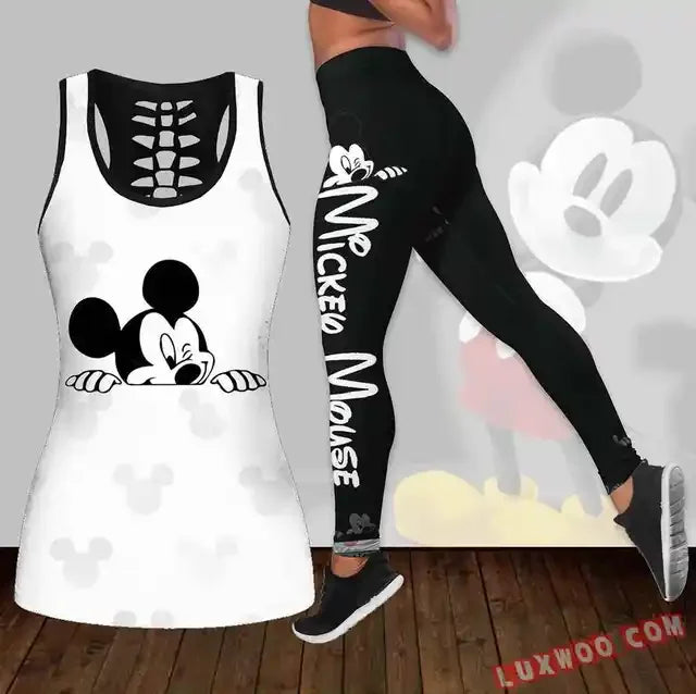 Mickey Mouse Hollow Vest and Leggings Yoga Suit