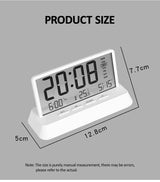 Digital Alarm Clock - Transparent Electronic Desk Clock with Date, Temp, and Large Display Screen