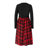 Plaid Long Sleeve Loose Fit Maternity Dress