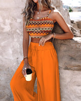 Camis Crop Top and Wide Leg Pant Set