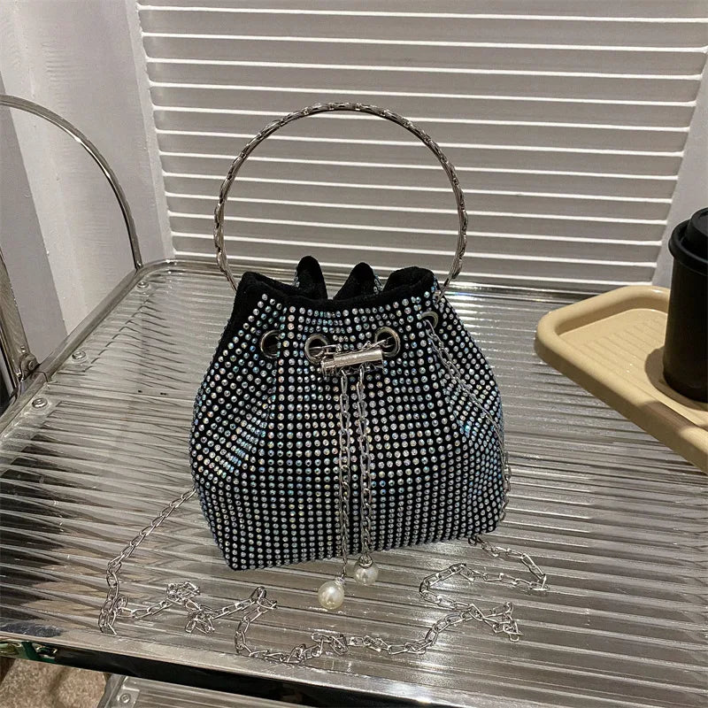 Luxury Shiny Diamond Drawstring Evening Vintage Clutch Purse