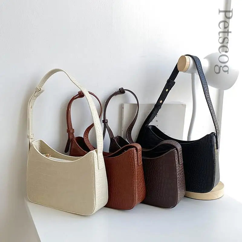 Simple PU Leather Underarm Bag