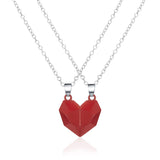 2PC/Set Fashion Magnet Necklace for Couple - Stainless Steel Heart Pendant