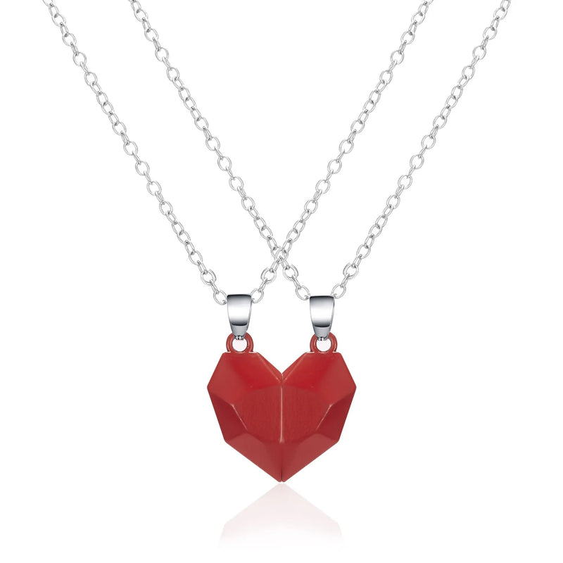 2PC/Set Fashion Magnet Necklace for Couple - Stainless Steel Heart Pendant