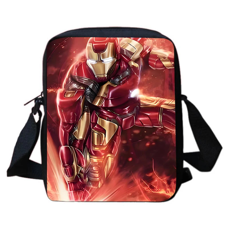 3-PCS Set Cartoon Anime Iron Man Kids School Backpack